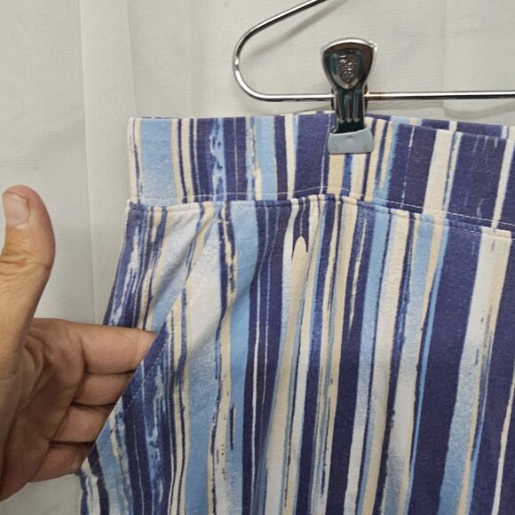 D & Co Blue Striped Beach Pants Wide Leg Boho 1XLT - Picture 3 of 9